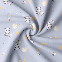 Printed Cotton HUANLILI Sky / Dark Mauve